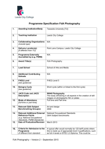 Programme Specification FdA Photography