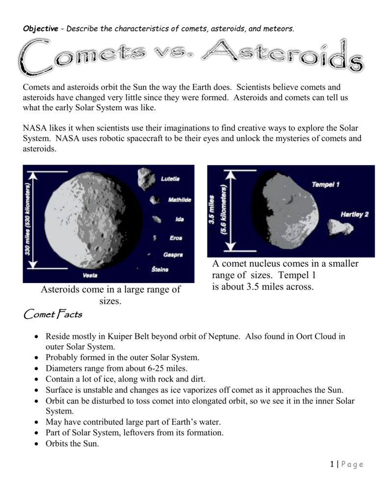 Comets Vs Asteroids