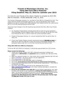 Filing IRS Form 990 e-Postcard – 2015 Instructions