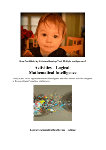 Activities – Logical-Mathematical Intelligence