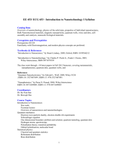 EE453_ECG653 - Introduction to Nanotechnology I