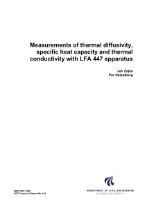 Measurements of thermal diffusivity, specific heat