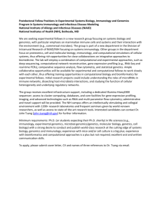Postdoctoral Fellow Positions in Experimental Systems Biology