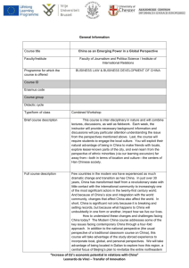 China in a global perspective - sylabi