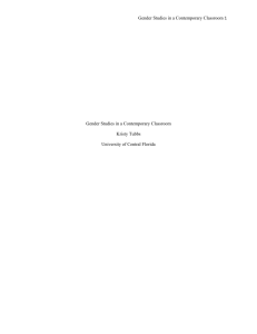 Gender Studies in a Contemporary Classroom Gender Studies in a