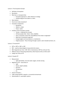 Lecture 1: The Ecosystem Concept Definition of ecosystem