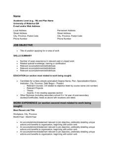 CACEE form with chronological resume