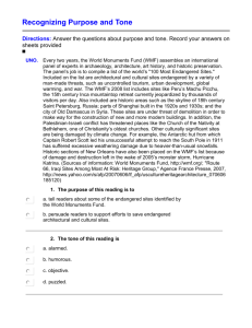 Directions: Answer the questions about purpose and tone. Record