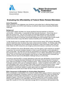 EPA`s Assessment of Affordability for Drinking Water Regulations
