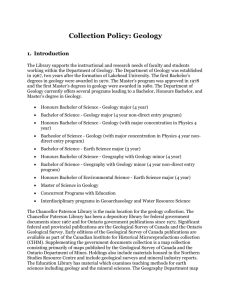 Collection Policy: Geology Introduction