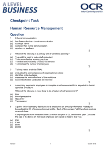 A Level Business Checkpoint Task (Human Resource Management)
