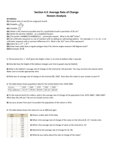 Section 4.3: Average Rate of Change Honors Analysis