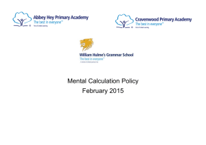 Mental Calculation Policy