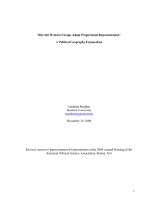 Why did Western Europe Adopt Proportional Representation