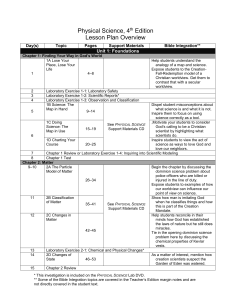 Physical Science, 4th ed. Lesson Plan Overview