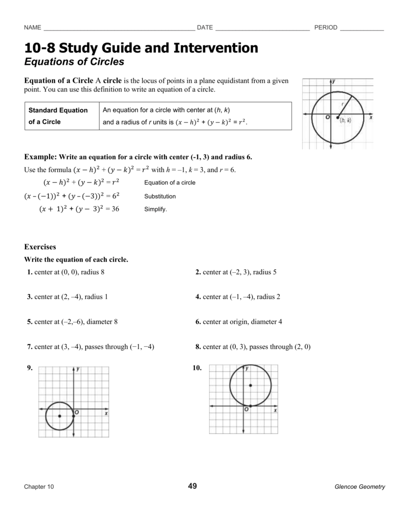 Equations Of Circles Worksheet Word Worksheet