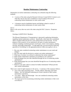 Routine Maintenance Contracts Results