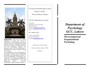 Department of Psychology GCU, Lahore
