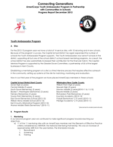 Youth Ambassador Progress Report