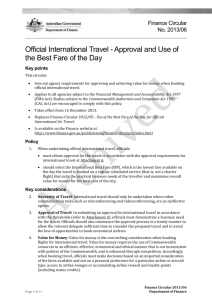 Official International Travel - Approval and Use of the Best Fare of