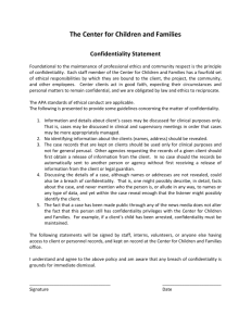 Confidentiality Statement - The Center for Children and Families