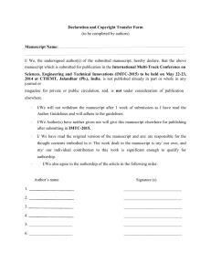 Declaration and Copyright Transfer Form (to be completed by
