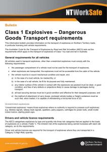 Class 1 explosives * Dangerous goods transport