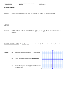 Advanced Math Distance & Midpoint Formulas Name: Chapter 8