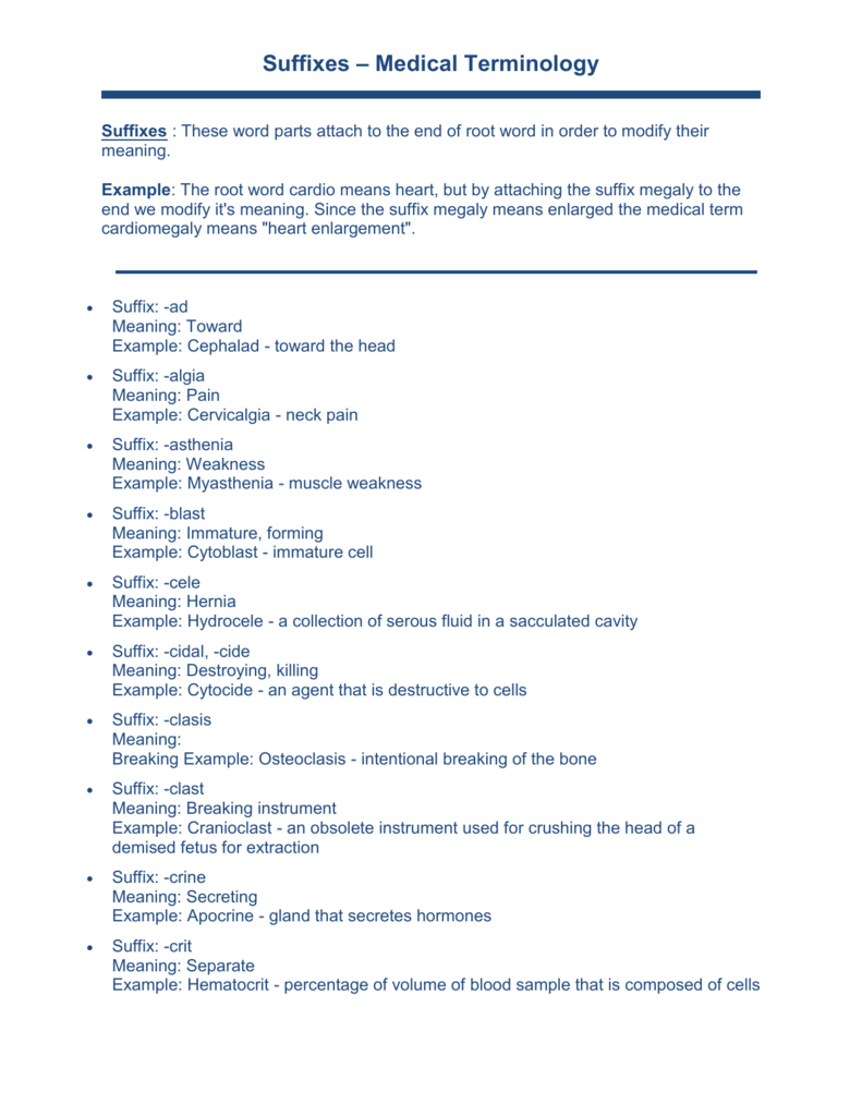 suffixes-eslmedicalterms