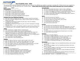 Neck Disability Index - Premier Stem Cell Institute