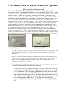 EZ Reference Guide on Aprilaire Humidifier Operation