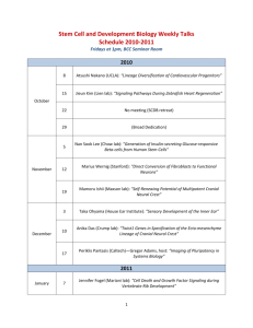 Stem Cell and Development Biology Weekly Talks Schedule 2010