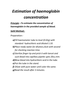 Estimation of haemoglobin concentration