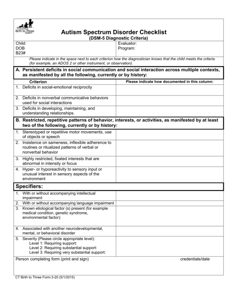 asd diagnosis support levels dsm 5 code