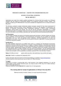 RESEARCH ASSISTANT – CENTRE FOR CHROMOSOME