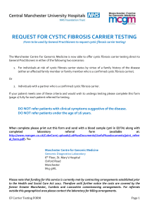 request for cystic fibrosis carrier testing
