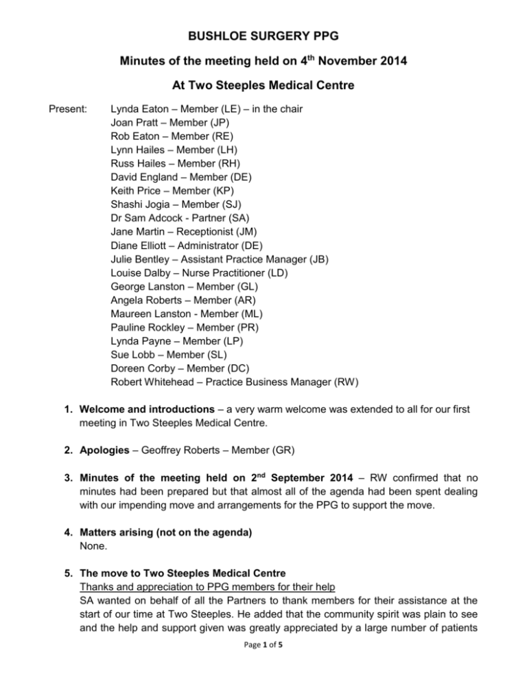 Minutes Of Meeting Held On 2014 11 04