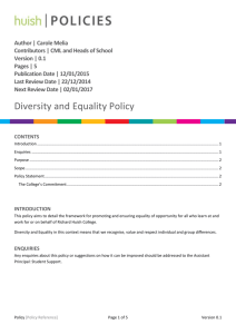 Diversity and Equality Policy
