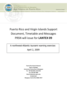 PRSN Messages for LANTEX 09 - Red Sísmica de Puerto Rico