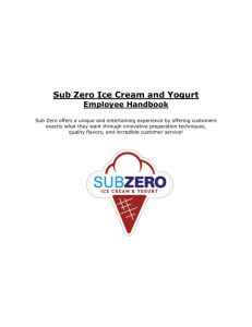 Sub Zero Ice Cream and Yogurt Employee Handbook