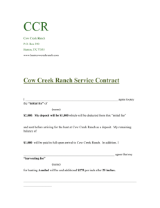 Cow Creek Ranch Contract