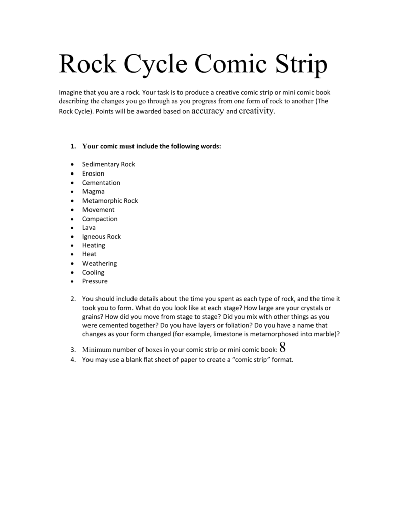 rock cycle comic strip