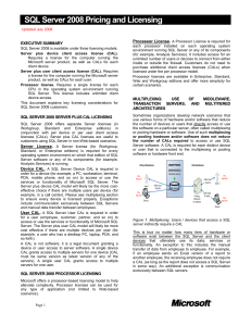 SQL Server 2008 Licensing Overview - Center