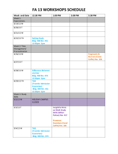 Workshop Schedule FA13