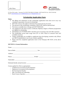 the scholarship form for Masters of Science in - MS-TCDC