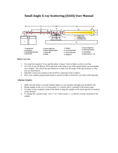 Small Angle X-ray Scattering (SAXS) User Manual