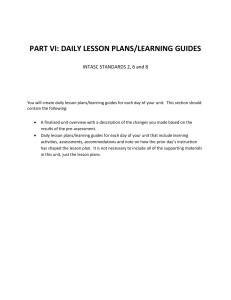 daily lesson plans/learning guides
