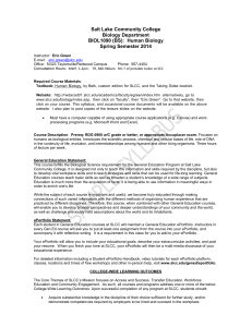 BIOL 1090 Sample Syllabus - Salt Lake Community College