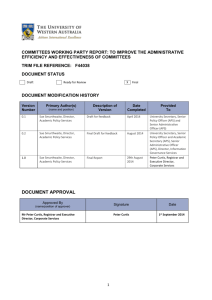 Committees Working Party Report on Impact and