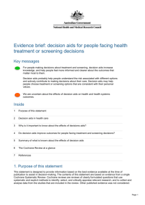 Evidence brief: decision aids for people facing health treatment or